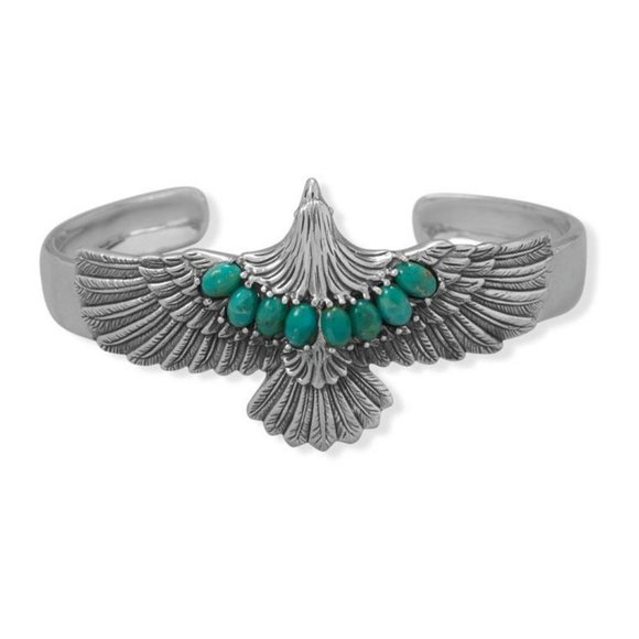 Silver and Turquoise Eagle Bracelet - Picture 1 of 2